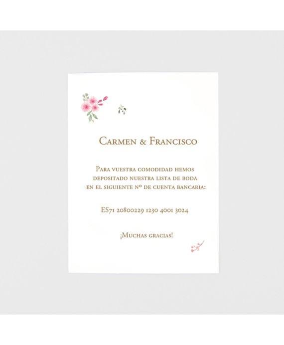 Tarjeta adicional flores rosadas