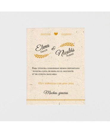 Tarjeta adicional decoracion ramas sobre kraft