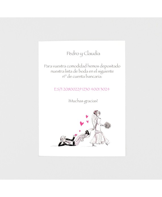 Tarjeta adicional novia agarra novio