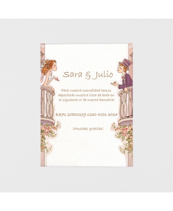 Tarjeta adicional novios balcon