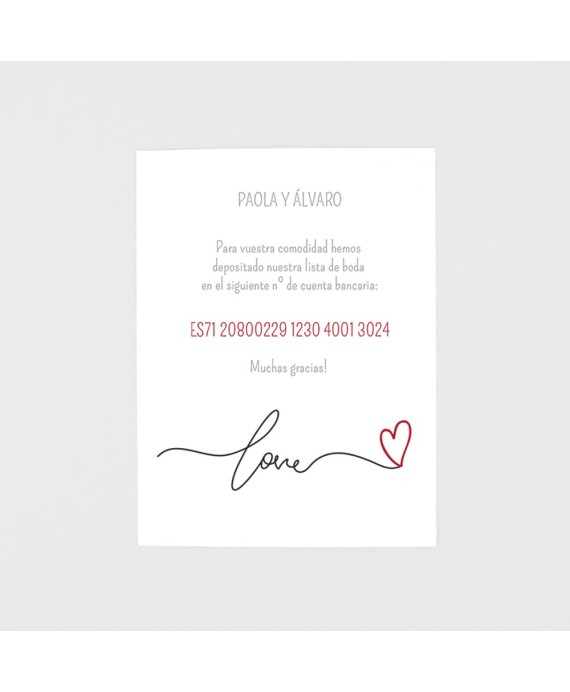 Tarjeta adicional love foto