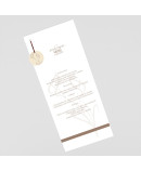 Menu para boda marfil con lazo marron