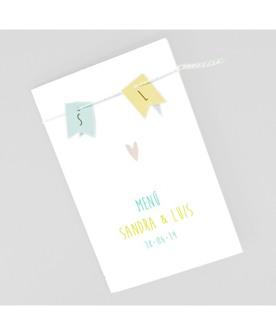 Menu para boda pajaritos de colores