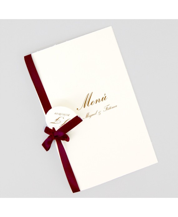 Menu para boda tarjeton marron