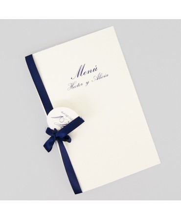 Menu para boda tarjeton azul
