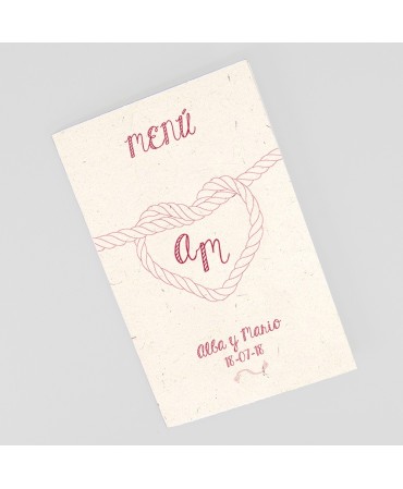 Menu para boda kraft corazones portada