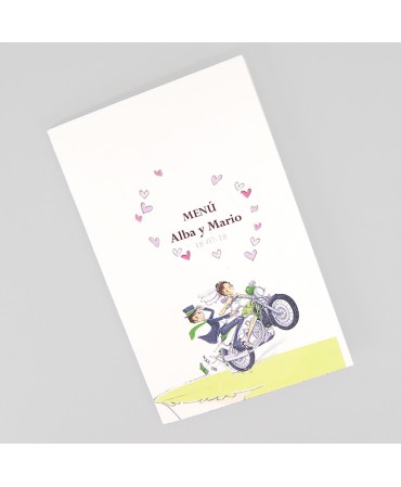 Menu para boda novios moto