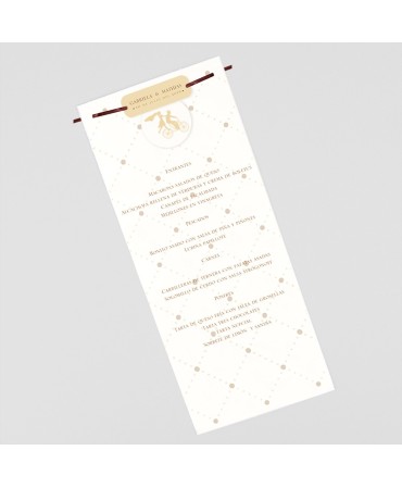 Menu para boda elegante lazo marfil