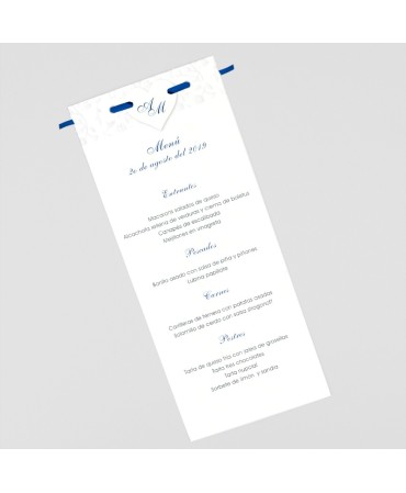Menu para boda corazones blancos