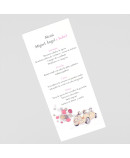 Menu para boda coche globos
