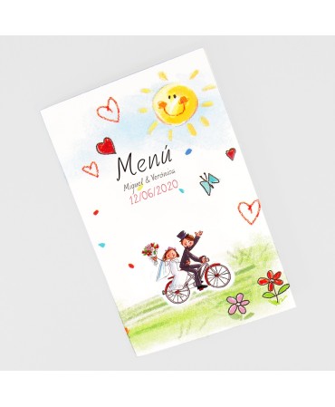 Menu para boda mama y papa se casan bicicleta