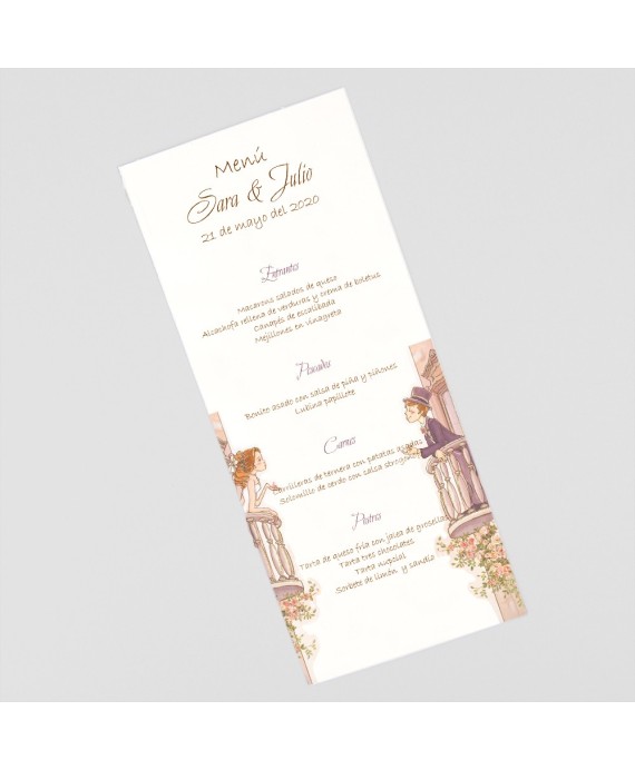 Menu para boda novios balcon