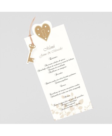 Menu para boda llave candado