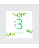 Numero para la mesahojas verdes