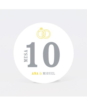 Numero para la mesaamarilla con lazo