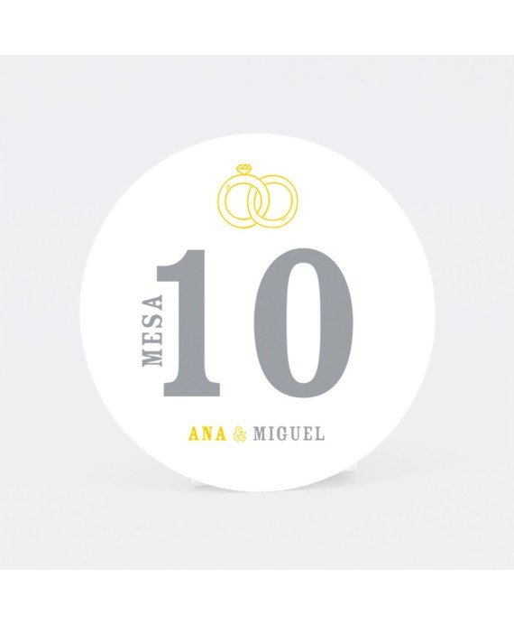 Numero para la mesaamarilla con lazo