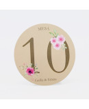 Numero para la mesaflores rosadas