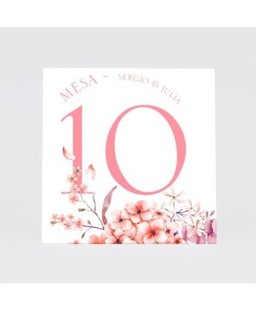 Numero para la mesarosas y hortensia