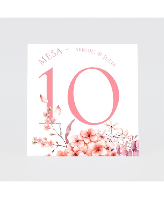 Numero para la mesarosas y hortensia