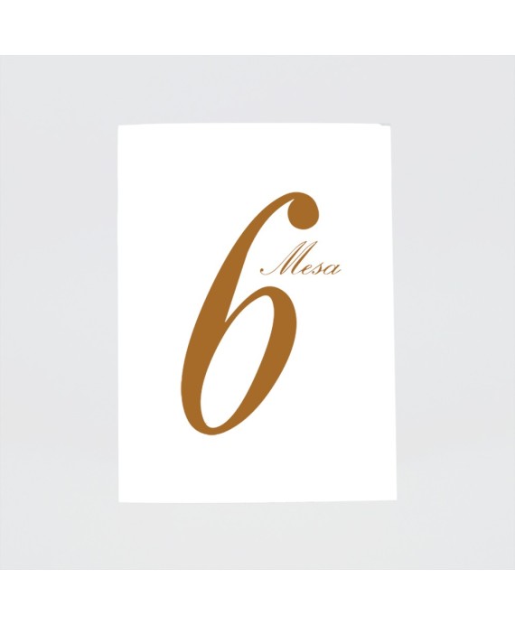 Numero para la mesatarjeton marron