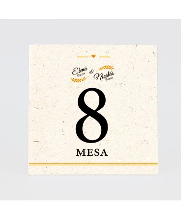 Numero para la mesadecoracion ramas sobre kraft