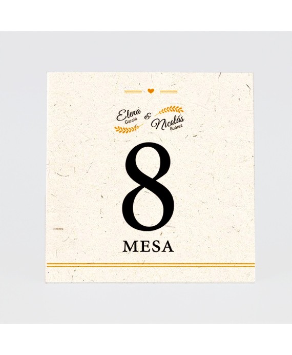 Numero para la mesadecoracion ramas sobre kraft