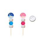Brocheta de golosinas con chapa alfiler bautizo