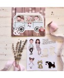 Invitación de boda papa y mama se casan en furgoneta