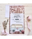 Invitación de boda papa y mama se casan en furgoneta