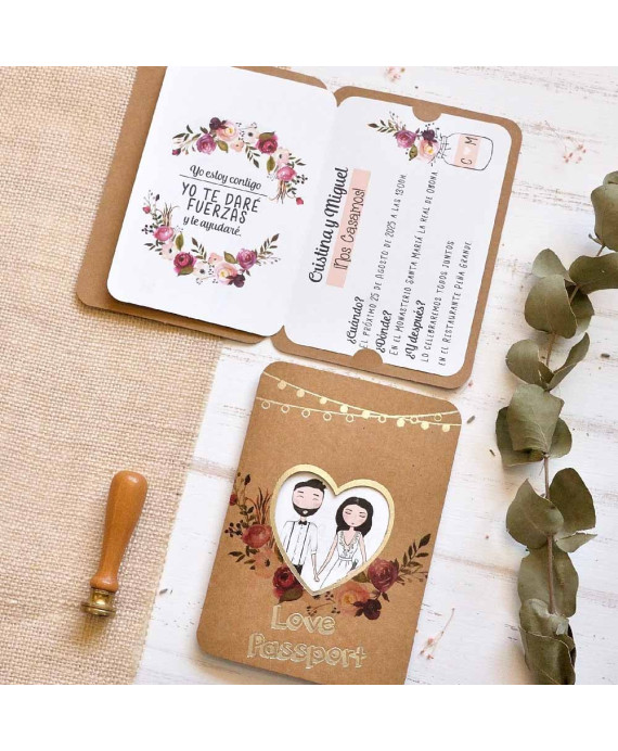 Invitación de boda love passport