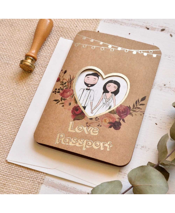 Invitación de boda love passport