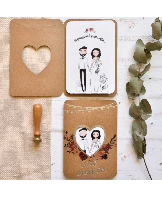 Invitación de boda love passport
