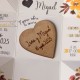 Invitación de boda caja corazón de madera