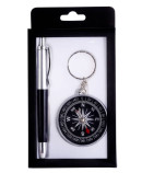 Bolígrafo + brújula en caja pvc
