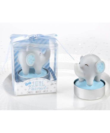 Vela bautizo elefante azul en caja regalo