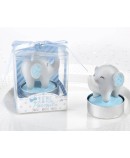Vela bautizo elefante azul en caja regalo