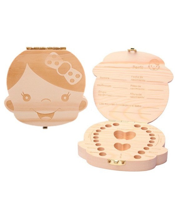 Cajita de madera para guardar dientes de leche