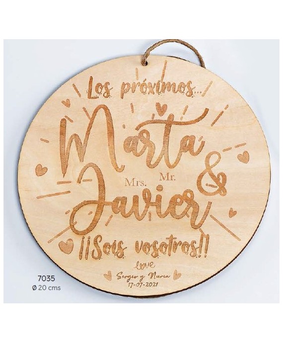 Cartel Madera "Sois Los Siguientes" Corazones Personalizado