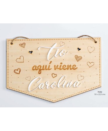 Cartel Madera "Aquí Viene La Novia" Nombres Personalizado