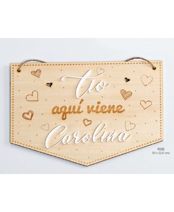 Cartel Madera "Aquí Viene La Novia" Nombres Personalizado