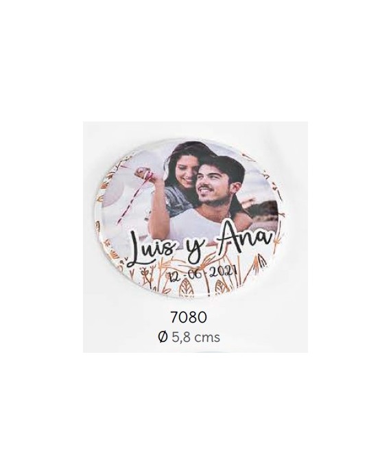 Chapa abrebotellas-imán flores foto novios personalizada