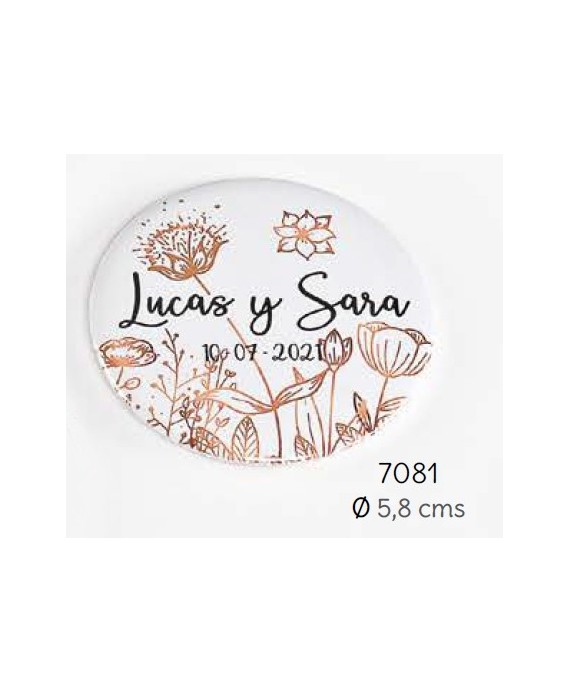 Chapa abrebotellas-imán flores personalizada