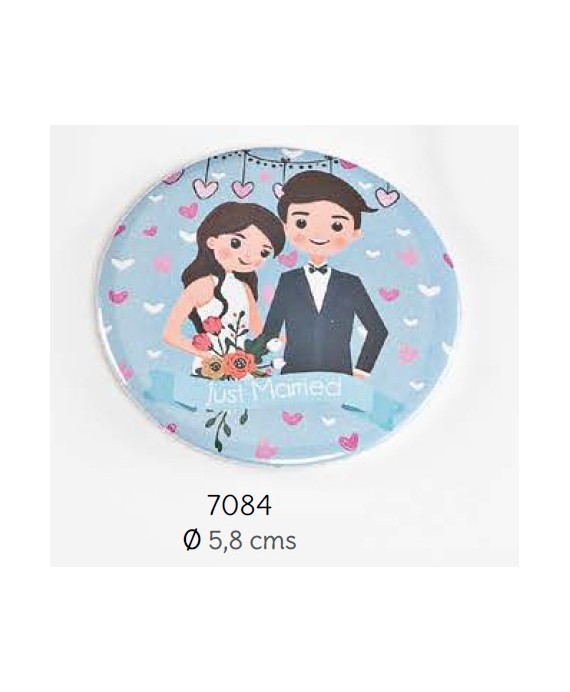 Chapa abrebotellas-imán novios ramo