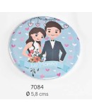 Chapa abrebotellas-imán novios ramo