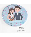 Chapa imán novios ramo personalizada