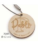 Llavero madera círculo personalizado nombre invitado/a y novios c/bolsa