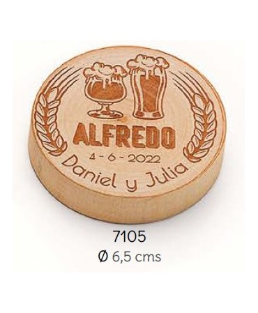 Abrebotellas-imán madera pinta y copa personalizado novios y nombre invitado/a