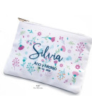 Neceser florecitas personalizado novios y nombre invitada