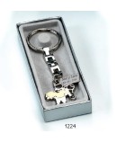 Llavero novios cadena c/caja regalo plateada