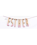 Guirnalda madera pintada rosa personalizada silueta nombre niña